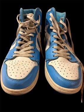Light Blue and White High-Top Sneakers